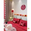 Juego de Cuatro Piezas Rojo Estilo Chino de Algodón de Fibra Larga de 160 Hilos con Jacquard de Rosa 100% Algodón para Ropa de Cama de Novia y Novio