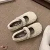 Zapatos Peludos para Mujer Invierno Ropa de Exterior 2026 Nuevo Estilo Coreano Estilo Hada Zapatos de Algodón Cálidos con Felpa Suela Plana Mary Jane Zapatos Tipo Frijol