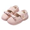 Zapatos de Algodón para Exteriores Mingsheng Bow 2025 Invierno Nuevos Zapatos Birkenstock de Suela Gruesa Mary Jane Punta con Velcro