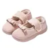 Zapatillas de Algodón de Moda Más Zapatos Gorro de Terciopelo para Mujer con Borde de Encaje Velcro Antideslizantes Zapatos Peludos de Otoño e Invierno