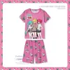 Novo Pijama de Verão para Meninas, Colorido Dopamina Soltinho Manga Curta Conjunto Fofo para Casa para Crianças Maiores