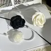 Collar Super Hada Francés Retro Flor de Rosa con Cordones Gargantilla con Correa de Perlas Cadena Larga para el Cuello Cadena de Flor para la Clavícula para Mujeres