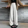 Pantalones de plátano grises para mujer, nuevos pantalones casuales de lana de cachemira para otoño e invierno, de corte holgado, con caída, de pierna recta y ancha