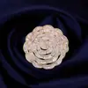 Broche de Flor de Rosa con Circonita Brillante de Alta Gama, Lujoso y Resistente, Elegante Broche Clásico de Camelia, Accesorio de Flor para Mujeres