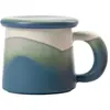 Taza de Separación de Agua y Té Estilo Yao Simple de Cerámica para Hombres y Mujeres, Adecuada para Uso en Casa o Oficina, Uso Personal con Tapa y Filtro para Preparar Té