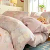 Lençol de Cama Estampado 100% Algodão Capa de Edredom Roupa de Cama para Casa Dormitório de Estudante Conjunto de Três Peças Solteiro Roupa de Cama
