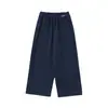 Calça Casual Feminina Wulibu Verão Nova Moda Fina Versátil Solta Reta Tricô Longa Tendência