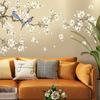 Árvore de Magnólia Grande Decoração de Parede de Fundo Adesivos de Parede Flores e Pássaros Parede de Fundo de Sofá Adesivos de Parede Autoadesivos Removíveis