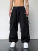 Comercio Exterior Transfronterizo Marca Nueva Tendencia Primavera y Otoño Estilo Ins Ropa de Trabajo Pantalones Casuales para Hombre, Corte Holgado, Versátil con Cordón, Pierna Ancha, Pantalones Largos Venta al por Mayor