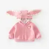 [No hay devoluciones ni cambios] Sudadera con capucha para niña 2026 Nueva de Primavera y Otoño Elegante Top con Orejas de Conejo + Pantalones de Chándal
