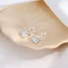 Brincos de Estrela Azul de Quatro Pontas Frescos e Simples Brincos de Agulha de Prata Esterlina 925 Elegantes e da Moda com um Toque de Luxo