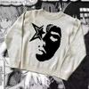 Suéter Jacquard de Gola Redonda Solto com Padrão Novo Outono e Inverno Europeu e Americano Y2K Tendência Casual Estilo Preguiçoso Transfronteiriço para Homens e Mulheres