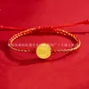 Pulseira de Gato em Ouro Puro 999 com Contas da Sorte, Presente de Dia dos Namorados para Namorada, Vendas em Live Streaming