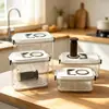 Caja transparente sellada al vacío para drenar y conservar frutas y verduras, caja selladora de almacenamiento y organización para cocina casera con asa y bomba de aire