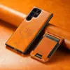 Funda para teléfono Samsung S26Ultra con ranura para tarjetas S25Plus Carga inalámbrica Soporte magnético Magsafe Funda de cuero