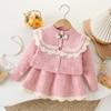 Suéter y falda para niños de dos piezas, novedad de 2024, para mujer, otoño e invierno, tejido pequeño, estilo coreano de moda extranjera.