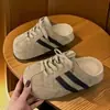 Mules de punta abierta para mujer para uso en exteriores, nuevos zapatos de entrenamiento vintage alemanes otoño 2026, cómodos zapatos sin cordones de suela gruesa sin tacón