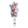 Porta credencial acrílico con tema navideño y soporte giratorio para credencial, adecuado para credenciales de identificación del personal médico, con adornos de Santa Claus y copos de nieve.