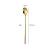 Cuchara de Acero Inoxidable 304 Estilo Coreano Mango Largo Cuchara para Hielo Cuchara para Mezclar Bar Alto Valor de Color Cuchara Larga para Mezclar Miel