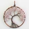 Colgante de árbol de la vida redondo de bronce con gema de grava de cristal, venta al por mayor de joyería de comercio exterior transfronterizo de Amazon y eBay