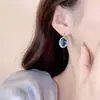 Pendientes de Tachuela Redondos Geométricos de Circonita Cúbica Azul Francés Pendientes Largos de Alta Gama Modernos Elegantes Nobles Versátiles