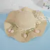 Sombrero de Paja Estilo Francés Ondulado para el Sol para Mujeres al Aire Libre en Verano, de Alta Gama, Ala Ancha, Lazo de Encaje, Protección Solar