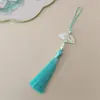Guanshan Yue recomienda abanico de ácido acético con borla de 18 cm marcapáginas con pincho de perla linterna accesorios para ropa Hanfu cheongsam infantil