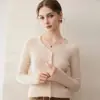 Cárdigan de Cachemir para Mujer Cuello Acanalado Manga Larga Suéter Tejido Holgado Prendas de Abrigo Adelgazante Casual Prendas de Abrigo de Lana Versátil