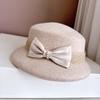 Gorra Plana de Malla Estilo Pequeño y Fragante para Mujer Otoño e Invierno Cálido Sombrero de Fieltro de Lana Australiana Cadena de Perlas Lazo Hebilla Interior Cubierta de Lámpara Gorra