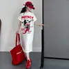 QZ3422 Verano Nuevo Ropa Infantil Niña Niño Grande Camiseta de Algodón Vestido Largo de Punto Estampado de Mickey Pelo
