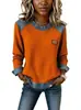 Sudadera con Cuello de Mezclilla Estampado 3D en Bloques de Color Estilo Europeo y Americano 2026 para Mujer, Jersey de Manga Larga, Holgada Casual Estilo Vacaciones Transfronterizo