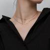 Colar Feminino Nalan de Prata S925 Estilo Coreano Fresco Leve Pérola Estilo Simples Camada Dupla Coração de Menina Corrente de Clavícula D7042