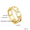 Anillo cuadrado hueco de joyería transfronterizo, anillo de empalme geométrico de personalidad de nicho de moda, anillo chapado en oro de acero inoxidable para mujer