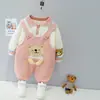 Comercio exterior primavera y otoño ropa infantil al por mayor traje de pantalón con tirantes de oso para bebé lindo conjunto de dos piezas para niños y niñas entrega de una pieza