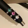 Anillo Extraíble de Rombos de Circonita Luz Fluida Sombra de Jade Anillo para Dedo Índice Simple de Nicho con Sentido de Alta Gama Joyería de Mano Fresca y Refinada Exquisita