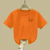 2458# Camiseta de Manga Corta para Niña Verano Nuevo Estilo Algodón para Niños Medianos y Grandes Camiseta Infantil de Media Manga Top para Niña