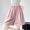 Pantalones finos de verano transfronterizos 2026 para mujer, shorts de seda helada, cintura alta, holgados, adelgazantes, de cinco puntos, pierna ancha, casuales