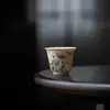 Taza de té de llanta antigua Moji juego de té kung fu taza de té de color tierra original de cerámica taza de té individual taza pequeña para letrados