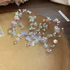 Pendientes de borla de flor de cuentas de color dopamina para primavera, sensación de lujo ligero y alta gama, pendientes atmosféricos estilo vacacional para mujer