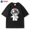 Camiseta de Verano Nueva Colaboración NASA Manga Corta 200g Algodón para Hombre y Mujer Astronauta Holgada Casual Juvenil Tendencia Cuello Redondo