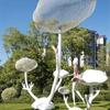 Escultura Grande de Acero Inoxidable para Exterior Marco de Galería Espejo Cepillado Metal Calado Luna Bienes Raíces Adornos Paisaje Acuático