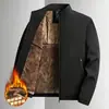 Chaqueta de algodón con forro polar para hombre, engrosada y cálida para invierno, infundida con grafeno, estilo casual y formal, adecuada para hombres de mediana edad y mayores, cuello alto, estilo papá