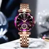Reloj Fansichen para Mujer con Diseño de Tres Agujas, Multifuncional de Acero Inoxidable Resistente al Agua Color Oro Rosa para Mujer, Reloj Resistente al Agua para Mujer