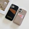 Capa de telefone com estampa de lichia, bloqueio de cores, cartão, letras bronzeadoras, para Apple iPhone1615Promax, luxo leve de alta qualidade