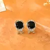 Pendientes populares de circonita morada microincrustada con un toque de alta gama, a la moda, sencillos y elegantes, accesorios de estilo dulce y fresco, de nicho y únicos