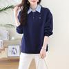 Foto Real de Camisas y Sudaderas Nuevas de Otoño para Mujer Tallas Grandes, Tops de Moda y Casuales de Dos Piezas Falsas para Mujer