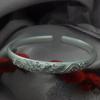 Pulsera de Cobre Blanco Plateado Grueso Plata Moda Personalidad Dragón y Fénix Pulsera Tallada Retro Arenada Apertura Explosiva Pulsera Exquisita para Mujer