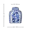 Tarro de Té Cuadrado Floral con Patrón de Ventana de Jingdezhen con Tapa, Tarro de Almacenamiento de Cerámica, Adorno de Decoración para el Hogar Estilo Chino Nuevo