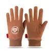 Luvas de Veludo Austríaco Quentes com Forro de Fleece para Outono e Inverno, Esportes de Ciclismo ao Ar Livre, Corta-Vento e Resistentes ao Frio, Fofas de Cinco Dedos para Homens, Mulheres e Crianças