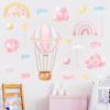 Balão de Ar Quente Nuvem Arco-Íris Quarto Infantil Quarto de Menina Coração Rosa Girly Adesivo de Parede Decorativo Adesivo Autoadesivo à Prova d'Água